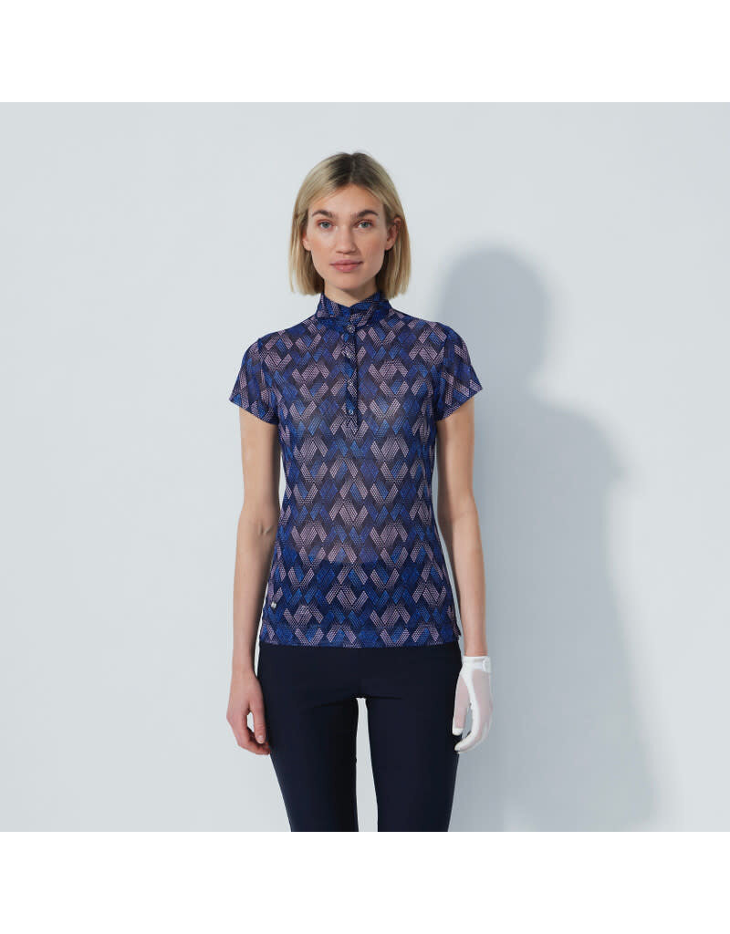 Daily Sports Daily Sports Breeze Mesh Cap Sleeve Polo Dot Argyle Navy Pink