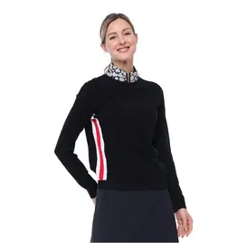 Belyn Key Belyn Key Greenside Cable Sweater Onyx/Chalk/Scarlet
