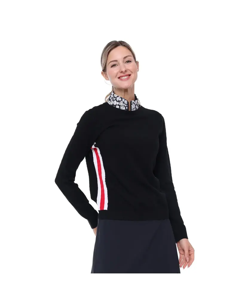 Belyn Key Belyn Key Greenside Cable Sweater Onyx/Chalk/Scarlet