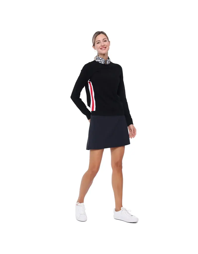 Belyn Key Belyn Key Greenside Cable Sweater Onyx/Chalk/Scarlet