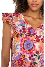 Liverpool Los Angeles Liverpool Flutter Sleeve Button Front Woven Blouse Floral