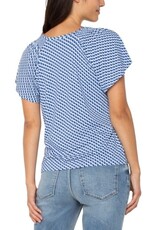 Liverpool Los Angeles Liverpool Short Flutter Sleeve V Neck Knit Top