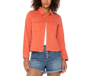 Liverpool Peplum Hem Trucker Jacket - Alexandrite Active