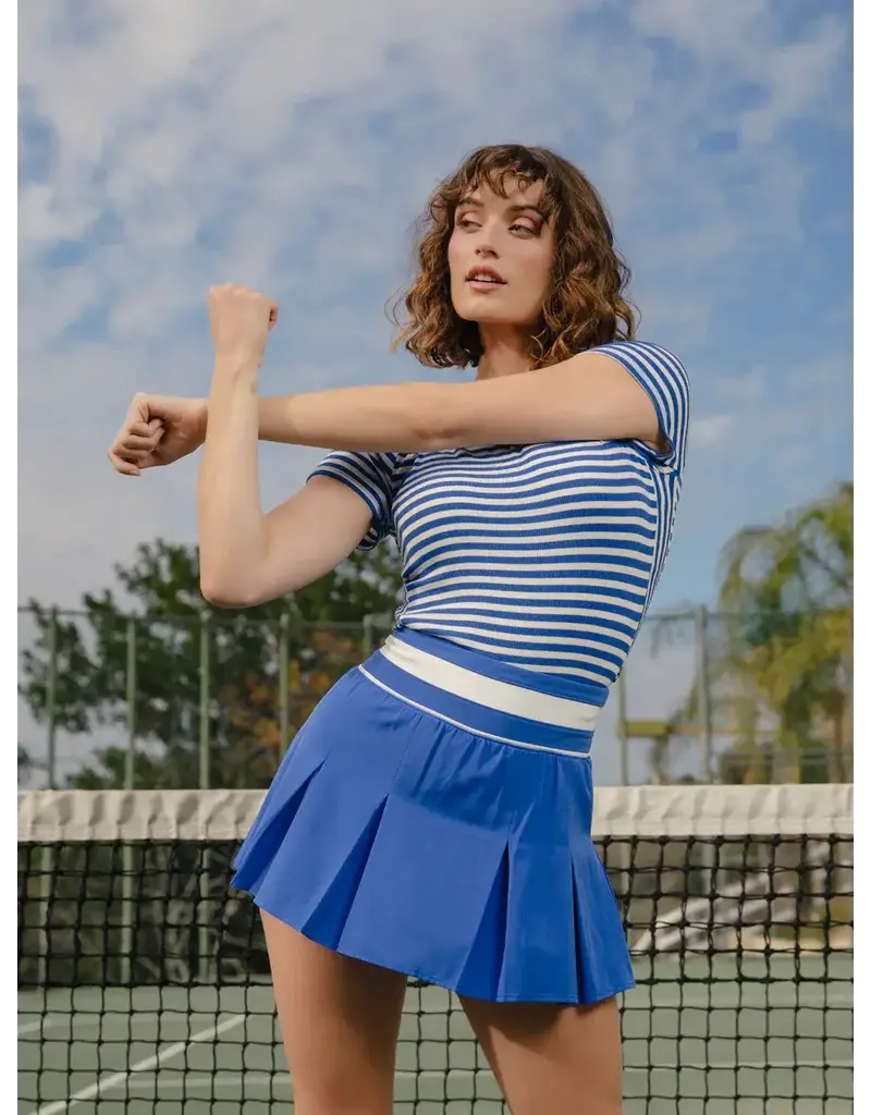 Thrive Societe Thrive Societe Varsity Inset Pleated Skort Lapis