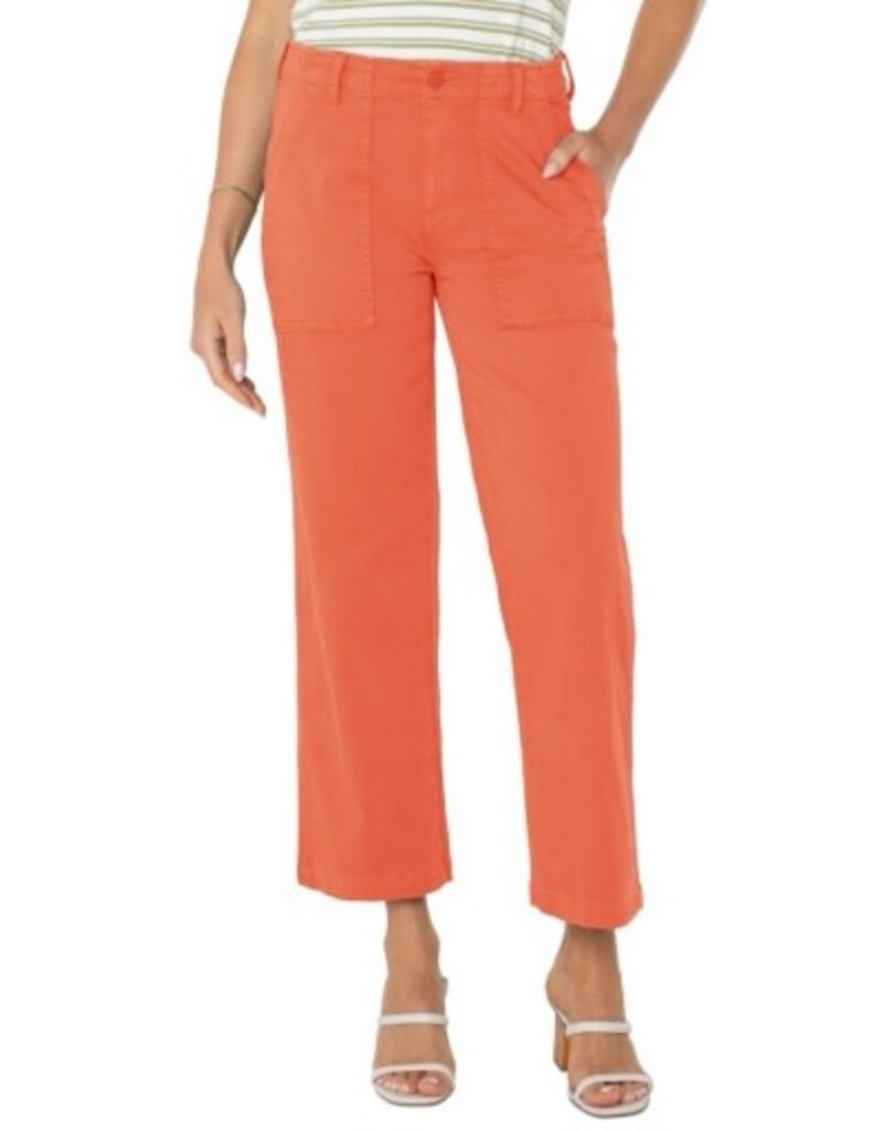 Liverpool Los Angeles Liverpool Cargo Crop Wide Leg 26" inseam Papaya