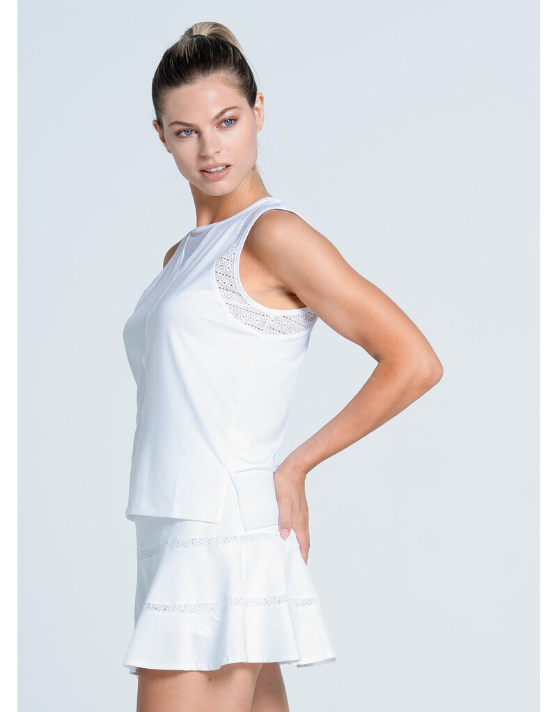 Lucky In Love Lucky In Love Lace Chevron Tank White