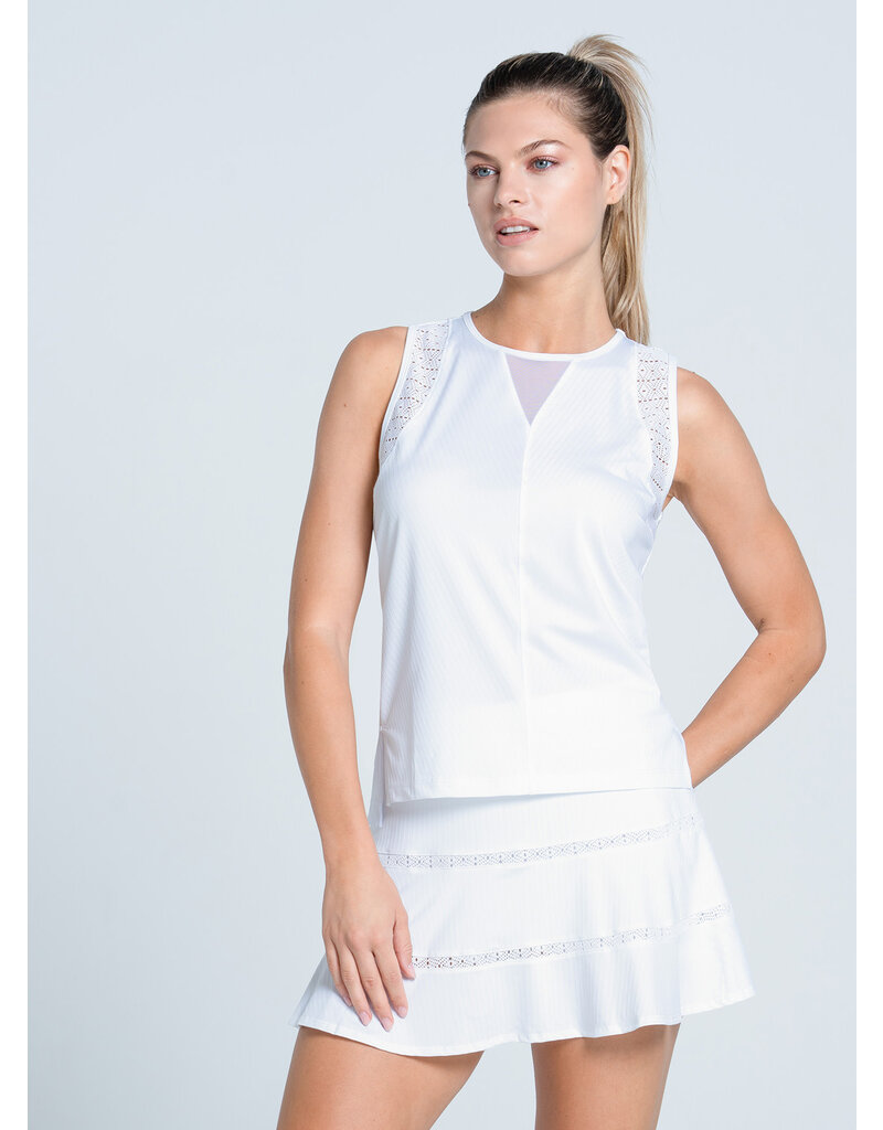 Lucky In Love Lucky In Love Lace Chevron Tank White