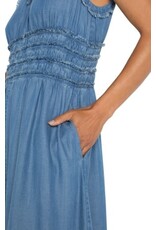 Liverpool Los Angeles Liverpool Smocked Vneck Fray Maxi Dress