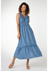 Liverpool Los Angeles Liverpool Smocked Vneck Fray Maxi Dress