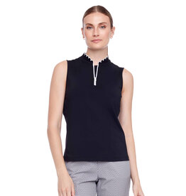 Swing Control Swing Control Velocity Scalloped Edge Sleeveless Top Black