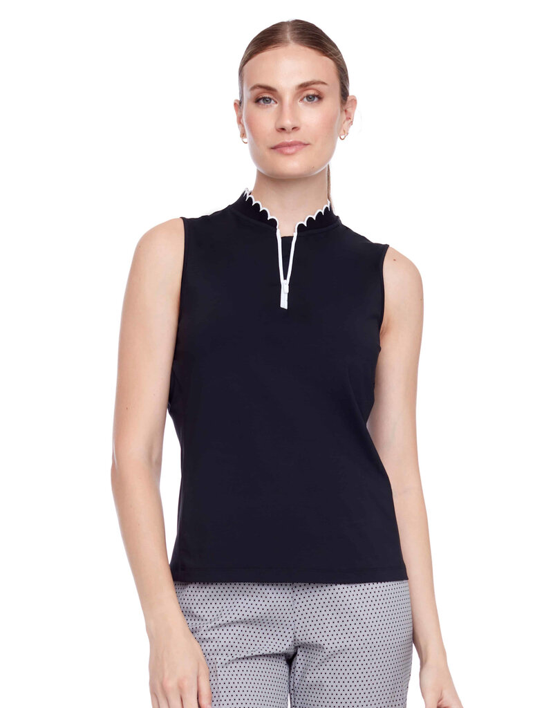 Swing Control Swing Control Velocity Scalloped Edge Sleeveless Top Black