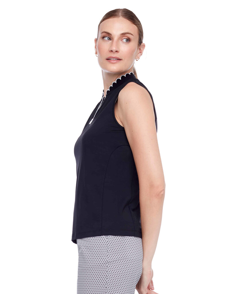 Swing Control Swing Control Velocity Scalloped Edge Sleeveless Top Black