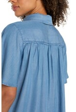 Liverpool Los Angeles Liverpool Half Sleeve Button Front Shirred Woven Blouse