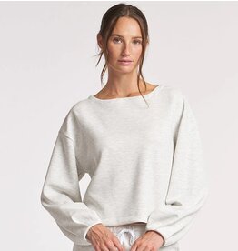 Thrive Societe Thrive Societe Ultraluxe Pleat Cuff Pullover Heather White