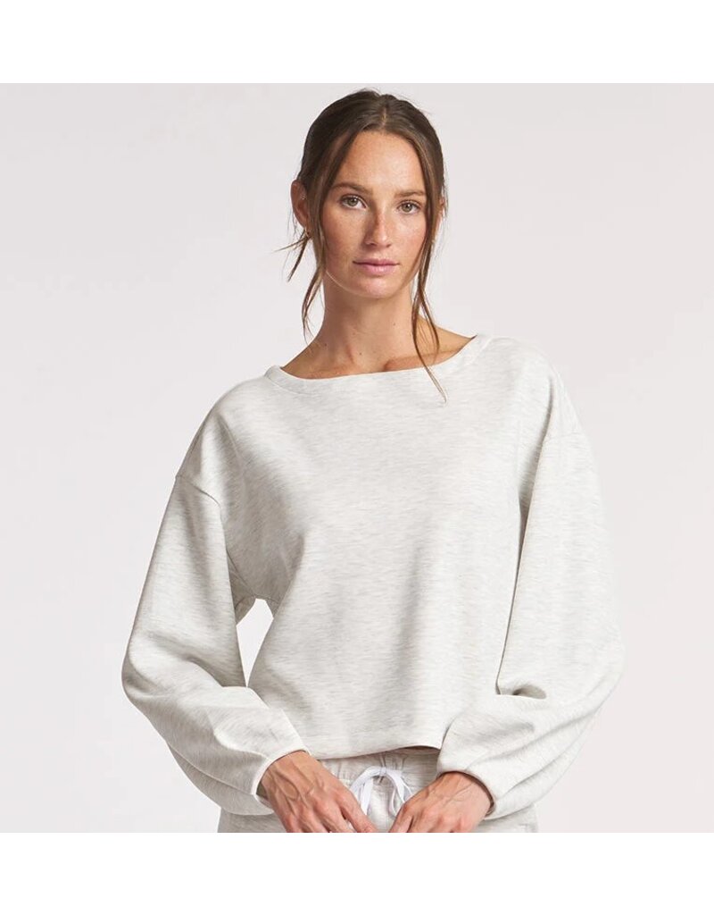 Thrive Societe Thrive Societe Ultraluxe Pleat Cuff Pullover Heather White