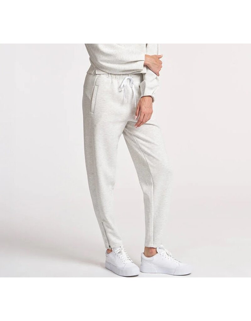 Thrive Societe Thrive Societe Ultraluxe Barrel Leg Zip Pant Heather White