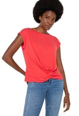 Liverpool Los Angeles Liverpool Short Sleeve Boat Neck Knot Front Knit Top
