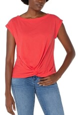 Liverpool Los Angeles Liverpool Short Sleeve Boat Neck Knot Front Knit Top