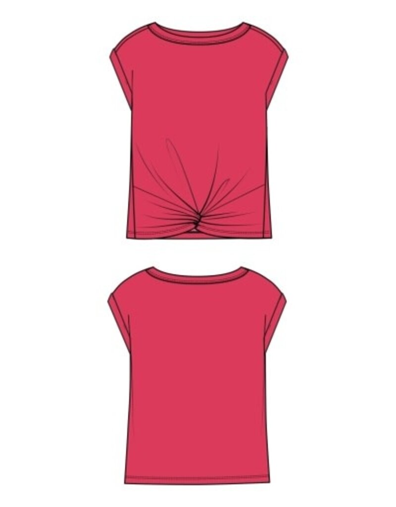 Liverpool Los Angeles Liverpool Short Sleeve Boat Neck Knot Front Knit Top
