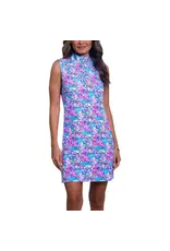 IBKul Ibkul Allana Sleeveless Zip Mock Dress Candy Pink Multi