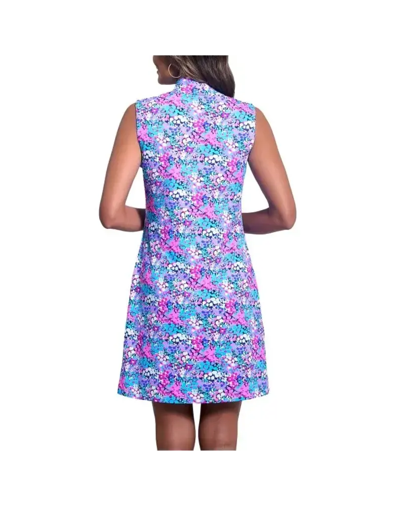 IBKul Ibkul Allana Sleeveless Zip Mock Dress Candy Pink Multi