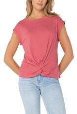 Liverpool Los Angeles Liverpool Short Sleeve Boat Neck Knot Front Knit Top