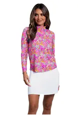 IBKul Ibkul Allana Long Sleeve Mock Neck Hot Pink Multi