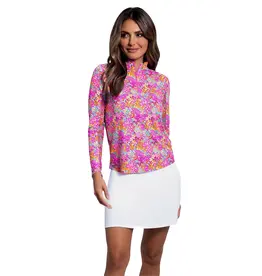 IBKul Ibkul Allana Long Sleeve Mock Neck Hot Pink Multi