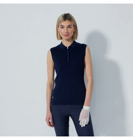 Daily Sports Daily Sports Madelene Sleeveless Cable Knit Polo Navy