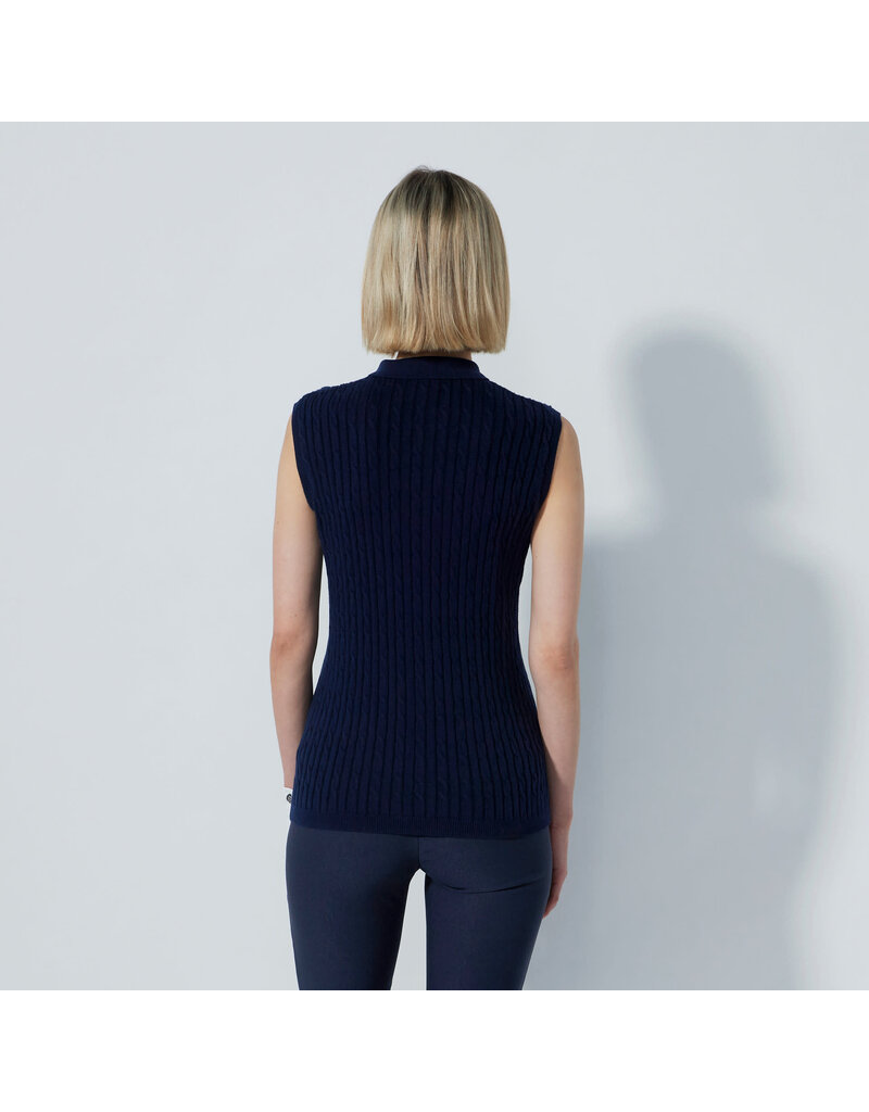 Daily Sports Daily Sports Madelene Sleeveless Cable Knit Polo Navy