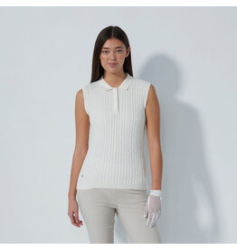 Daily Sports Daily Sports Madelene Sleeveless Cable Knit Polo White