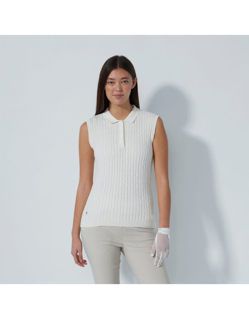 Daily Sports Daily Sports Madelene Sleeveless Cable Knit Polo White