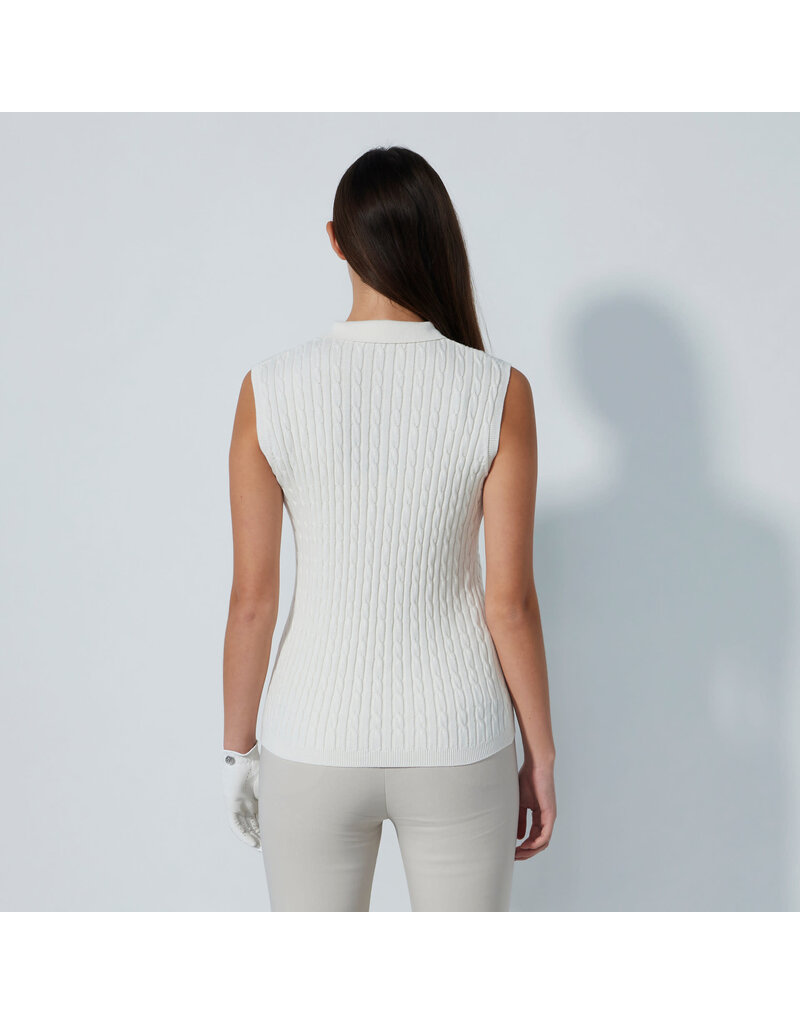 Daily Sports Daily Sports Madelene Sleeveless Cable Knit Polo White