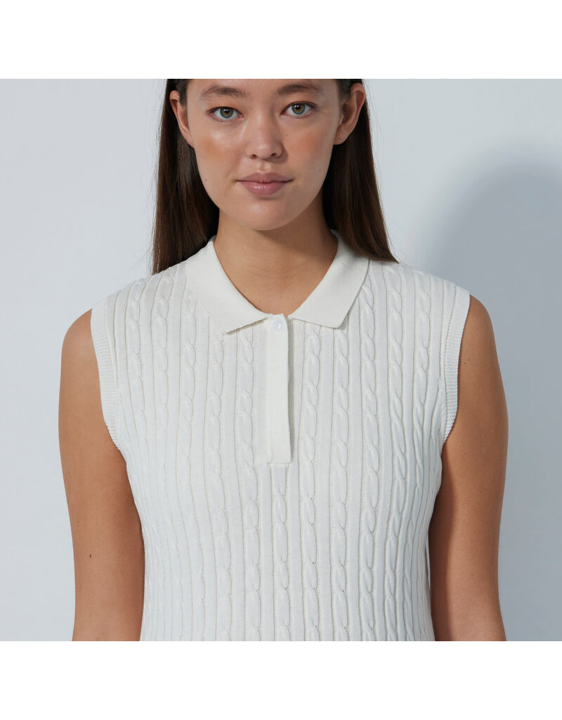 Daily Sports Daily Sports Madelene Sleeveless Cable Knit Polo White