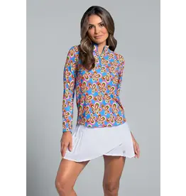 IBKul IBKul Arya Long Sleeve Mock Neck Turquoise Multi