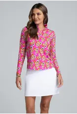 IBKul IBKul Arya Long Sleeve Mock Neck Hot Pink Multi