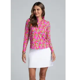 IBKul IBKul Arya Long Sleeve Mock Neck Hot Pink Multi