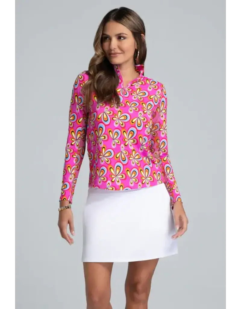 IBKul IBKul Arya Long Sleeve Mock Neck Hot Pink Multi