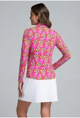 IBKul IBKul Arya Long Sleeve Mock Neck Hot Pink Multi