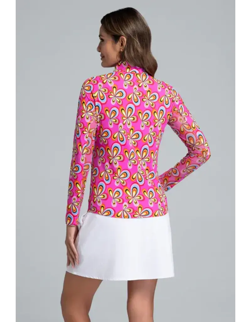 IBKul IBKul Arya Long Sleeve Mock Neck Hot Pink Multi