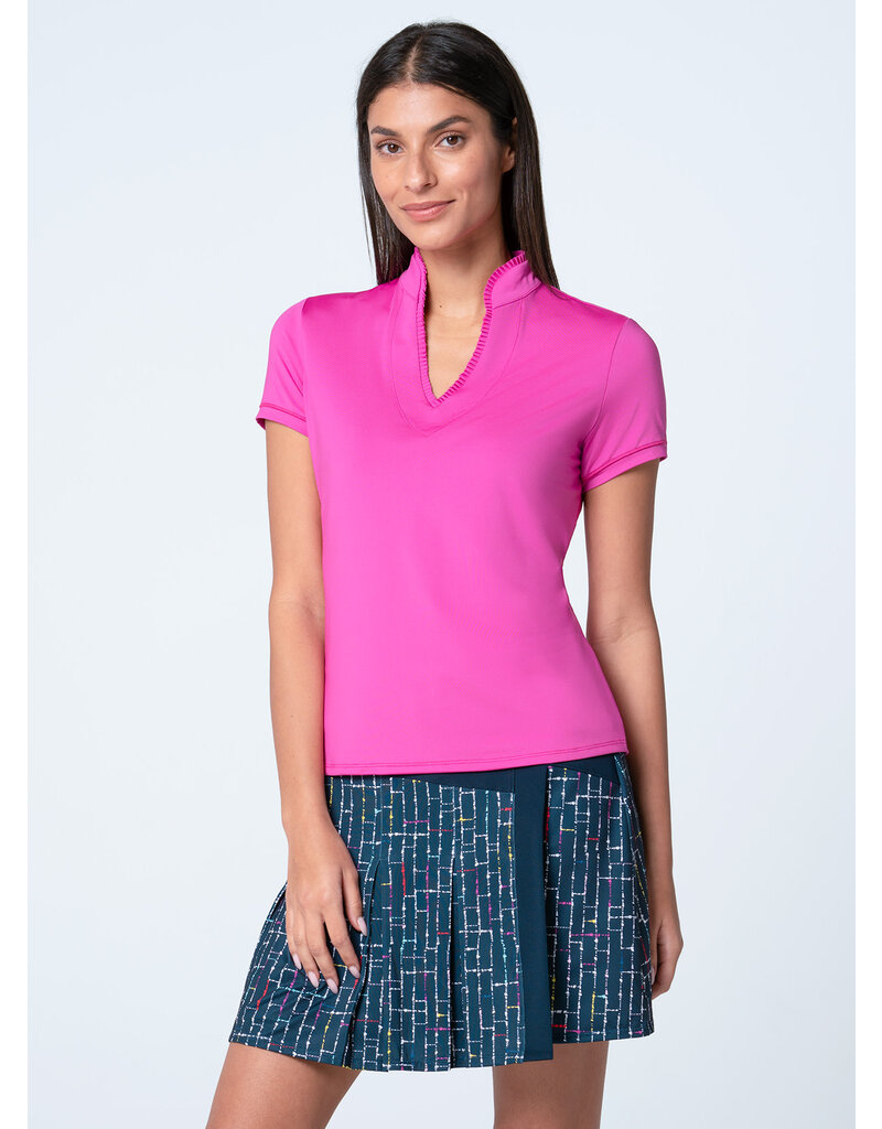 Lucky In Love Lucky in Love Pleated Placket Short Sleeve Mulb