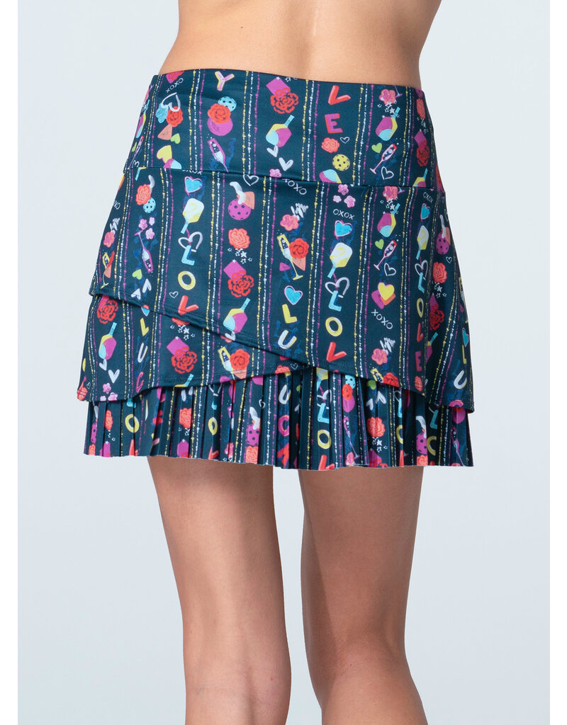 Lucky In Love Lucky in Love PS I Love You Pickleball Skirt 14.5" Midnight