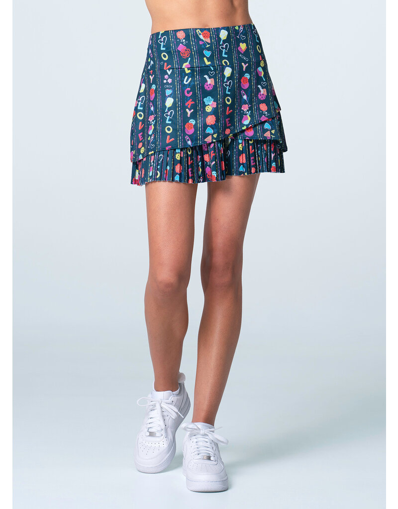 Lucky In Love Lucky in Love PS I Love You Pickleball Skirt 14.5" Midnight