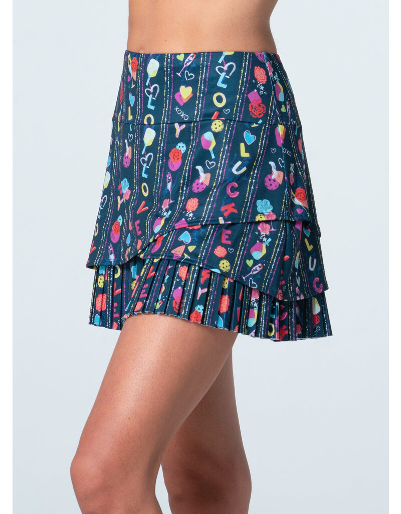 Lucky In Love Lucky in Love PS I Love You Pickleball Skirt 14.5" Midnight