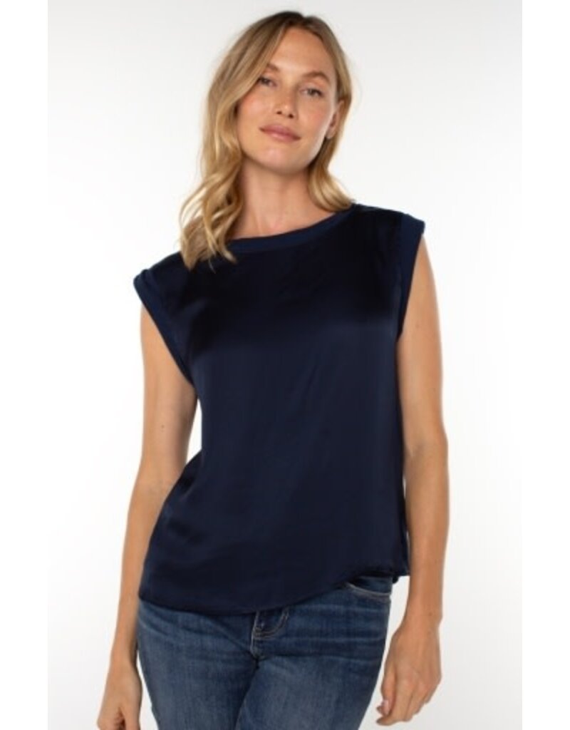 Liverpool Los Angeles Liverpool Sleeveless Woven Knit Top Dark Navy