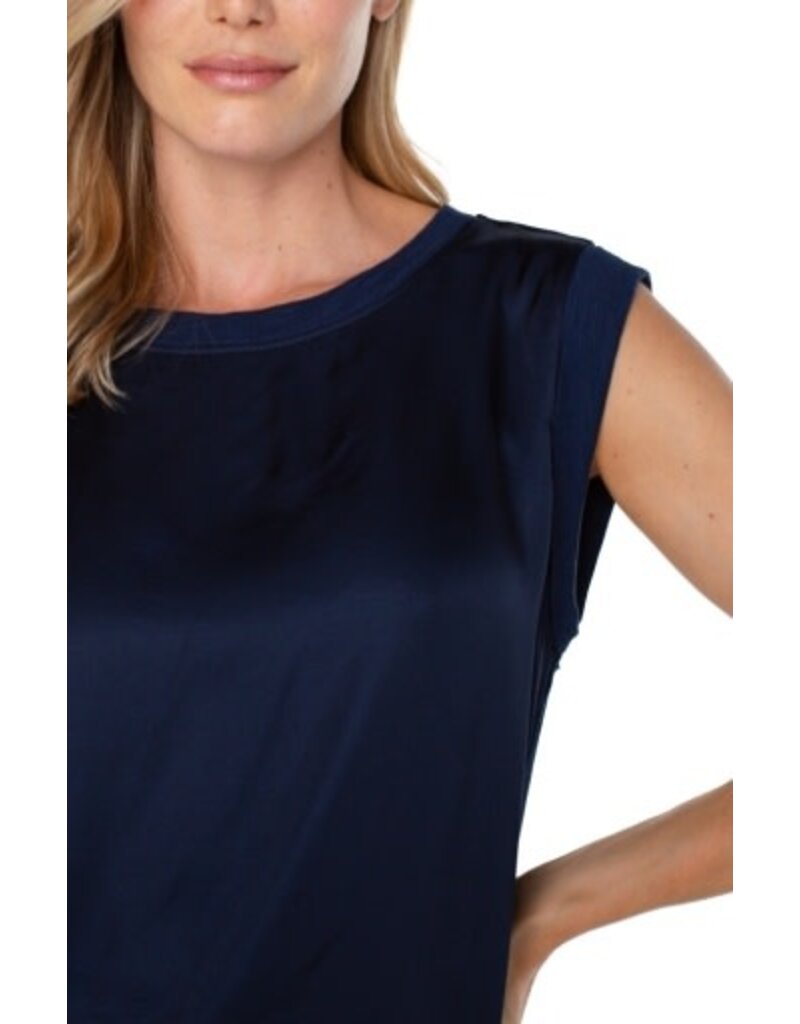 Liverpool Los Angeles Liverpool Sleeveless Woven Knit Top Dark Navy