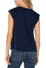 Liverpool Los Angeles Liverpool Sleeveless Woven Knit Top Dark Navy