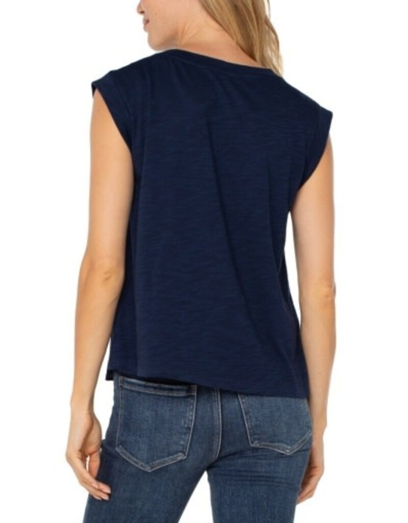Liverpool Los Angeles Liverpool Sleeveless Woven Knit Top Dark Navy