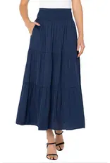 Liverpool Los Angeles Liverpool Tiered Woven Maxi Skirt Dark Navy