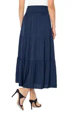 Liverpool Los Angeles Liverpool Tiered Woven Maxi Skirt Dark Navy